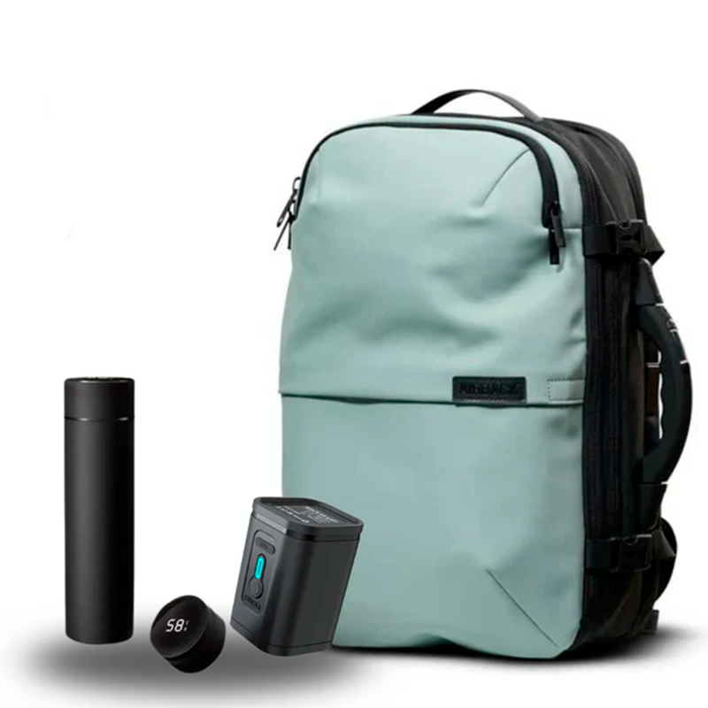 SuperBag Backpack – Expandable with Integrated Vacuum System + Smart Bottle + Portable Air Pump