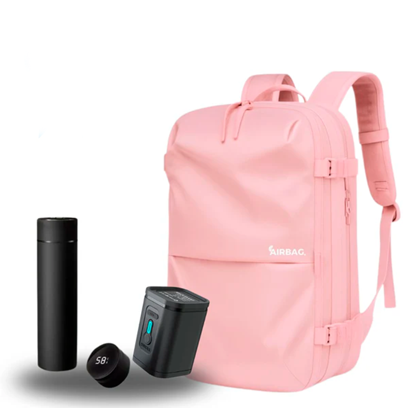 SuperBag Backpack – Expandable with Integrated Vacuum System + Smart Bottle + Portable Air Pump